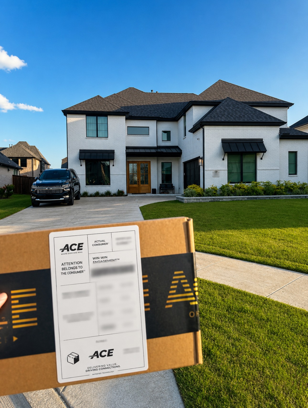 An ACE envelope delivered at the front door of a home
